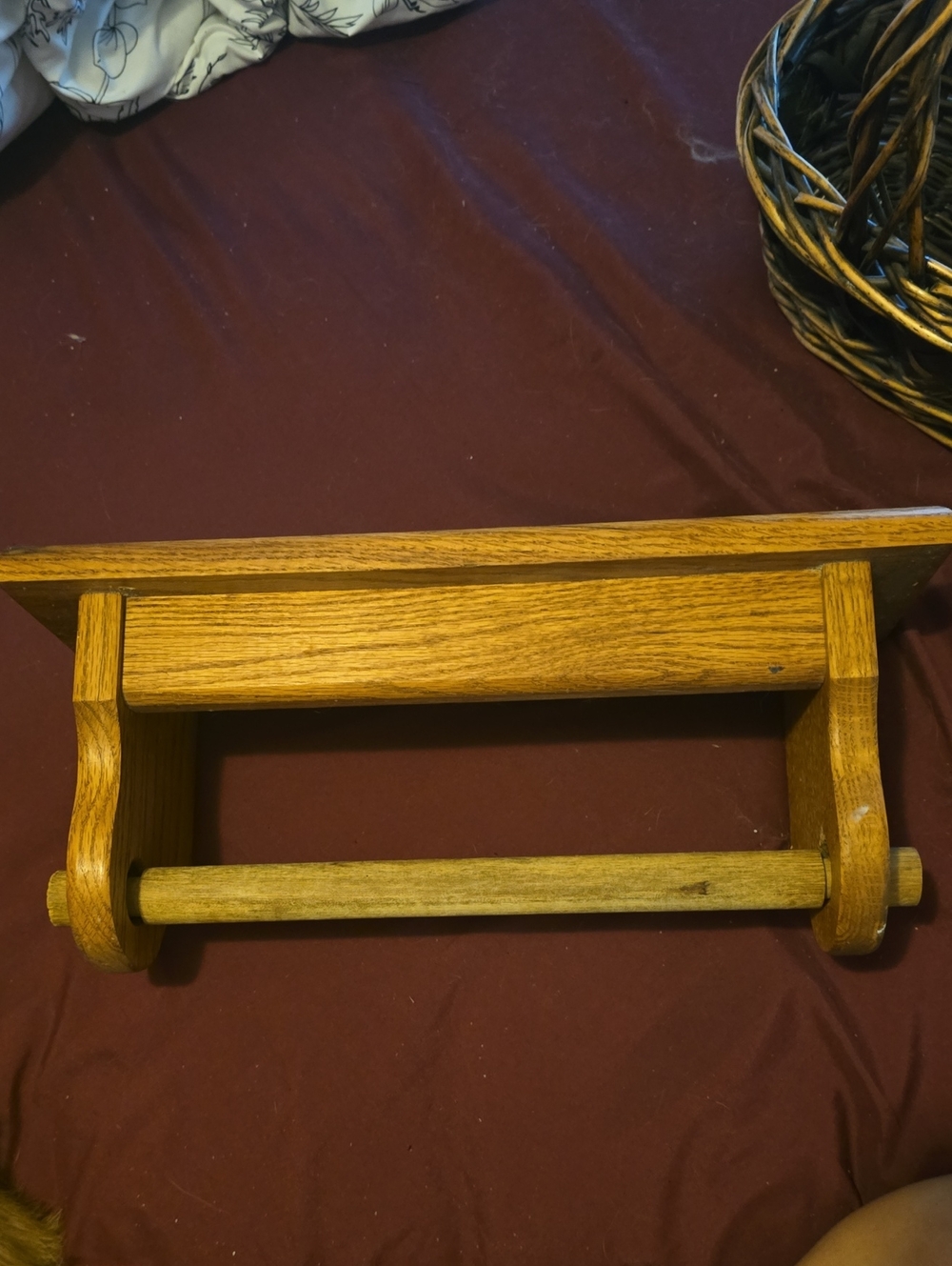 Wooden Kitchen Towel Rack Holder - Oak Finish